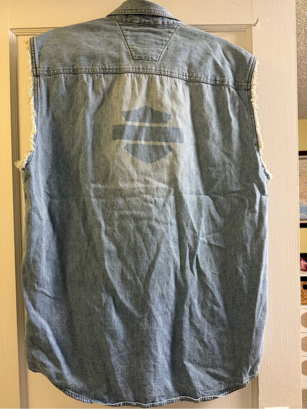 Harley-Davidson Light Blue Denim Sleeveless Button-Down Shirt